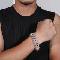 Custom Luxury Iced Out Hip Hop Moissanite Diamond Miami Big Chain 20MM Width 925 Silver Cuban Link Chain Bracelet Gor Men
