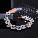 Ready to Ship 13MM Width Solid Sterling Silver 925 Gold Plated Hip Hop VVS Moissanite Infinity Cuban Link Chain Bracelet