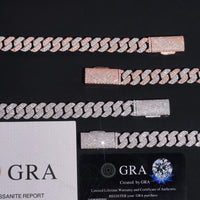 RTS Factory Hip Hop Jewelry 13mm Raised Stones Solid 925 Sterling Silver Gold Plated Iced Out Moissanite Miami Cuban Link Chain