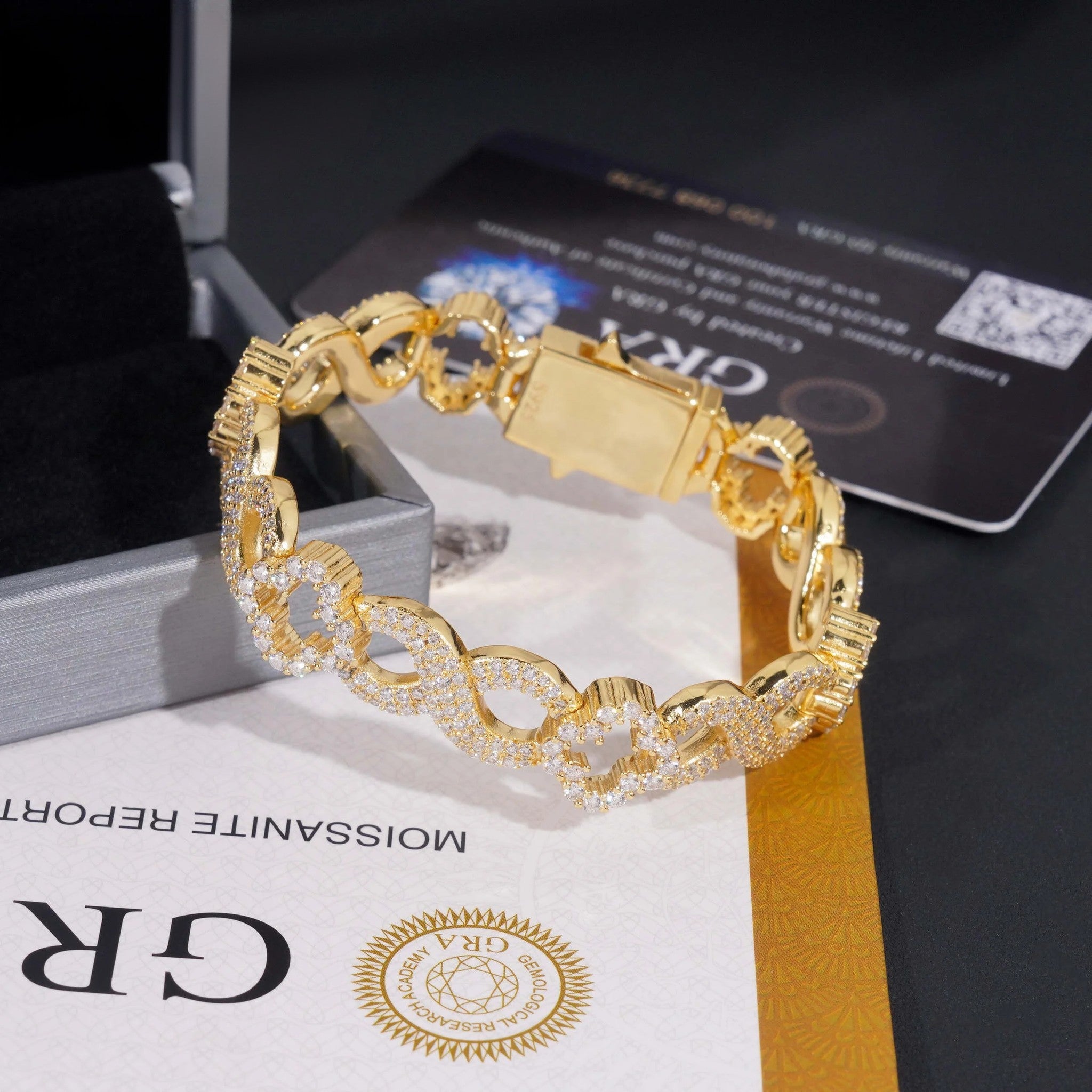 New Arrivals Hip Hop GRA Certificate 11mm 925 Silver Infinity Clover Cuban Mens Moissanite Bracelet