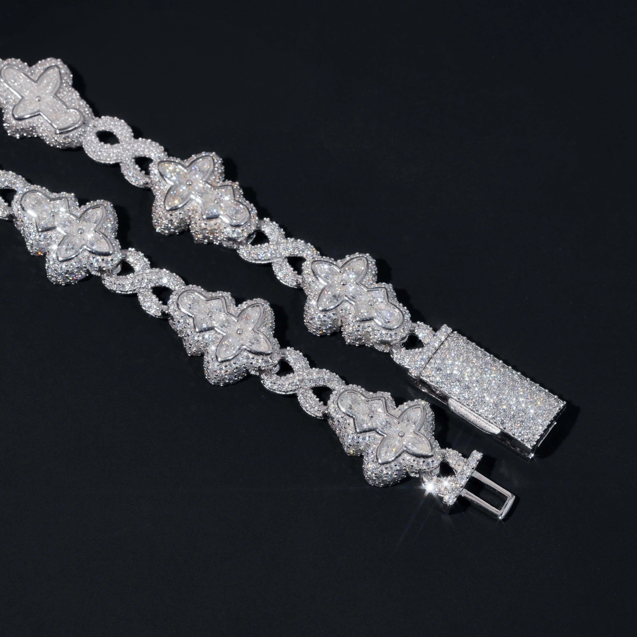 New Arrival VVS Moissanite Necklace Solid 925 Silver Cuban Link Hip Hop Jewelry Iced Out Flower Cross Link Cuban Necklace