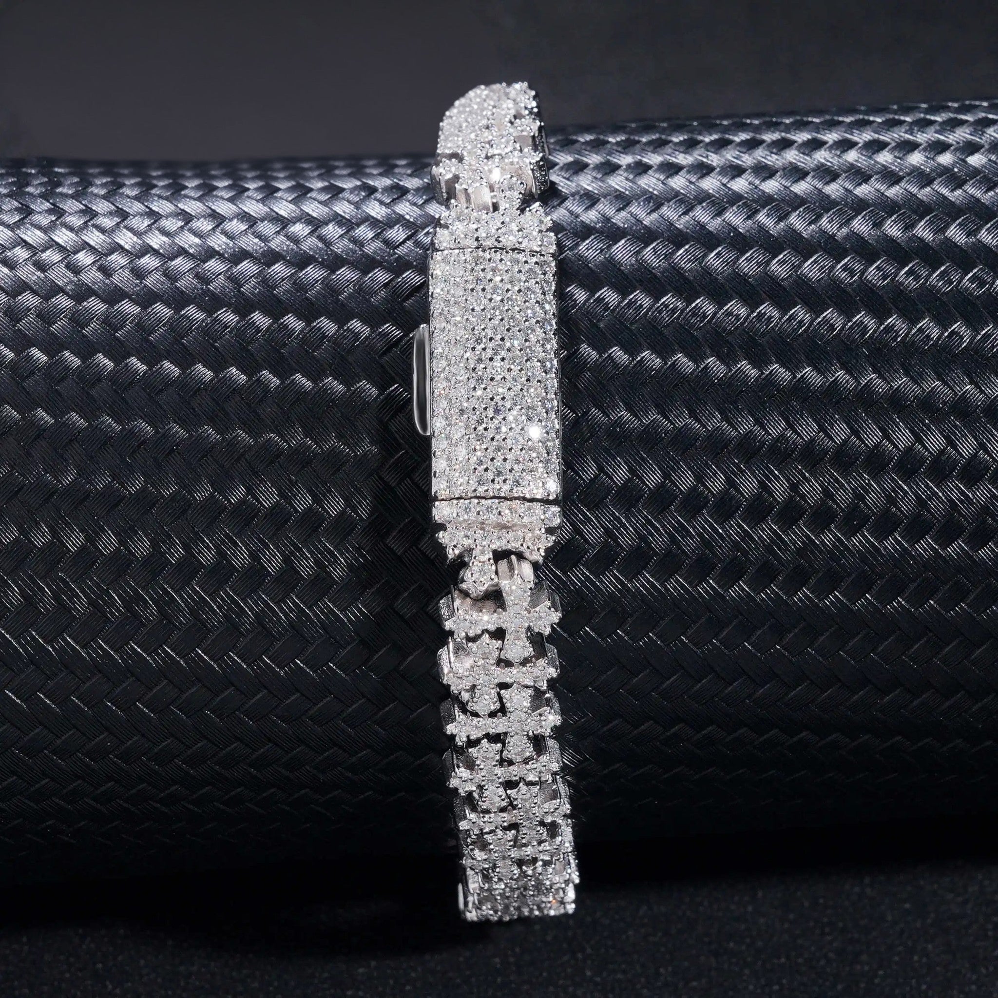 Pass Diamond Tester Silver 925 Gold Plated Hip Hop Jewelry Custom VVS Moissanite Cuban Link Chain Cross Bracelet
