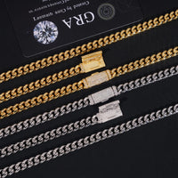 New Stocks Factory Price Hip Hop Jewelry 6mm Solid 925 Sterling Silver Moissanite Lock Stainless Steel Cuban Link Chain