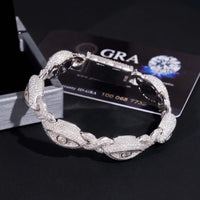 Hot Selling 925 Sterling Silver Hip Hop Iced Out Infinity Eye Moissante Cuban Link Bracelet