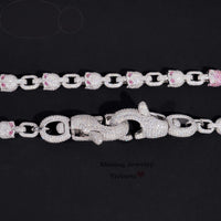 New Trendy Iced Out 13MM Figaro Chain 925 Sterling Silver VVS Moissanite Diamond Cuban Link Chain Men Necklaces