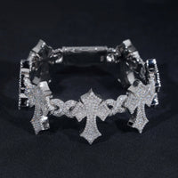 Pass Diamond Tester Silver 925 Gold Plated Hip Hop Jewelry Custom Mens Cross VVS Moissanite Cuban Bracelet
