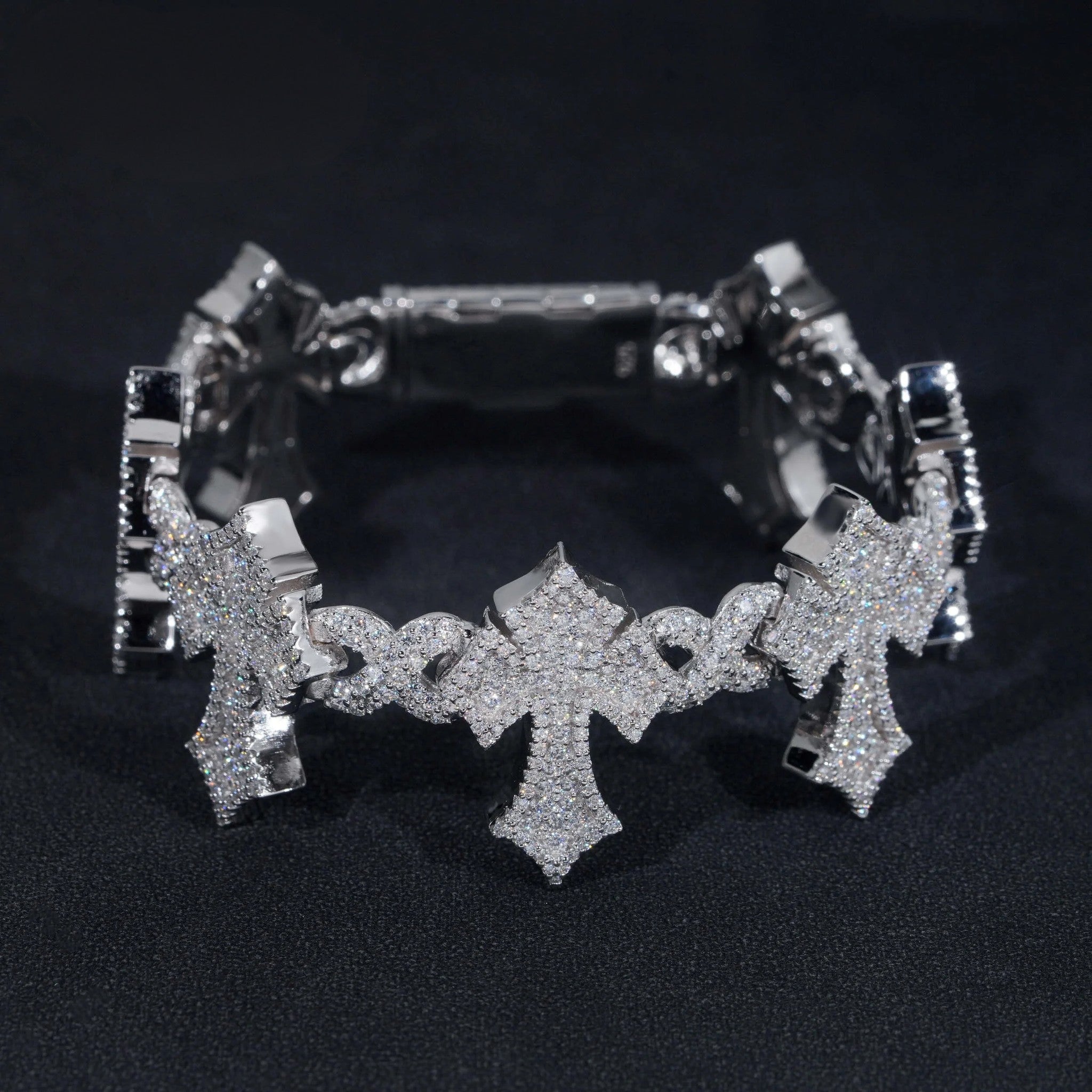 Pass Diamond Tester Silver 925 Gold Plated Hip Hop Jewelry Custom Mens Cross VVS Moissanite Cuban Bracelet