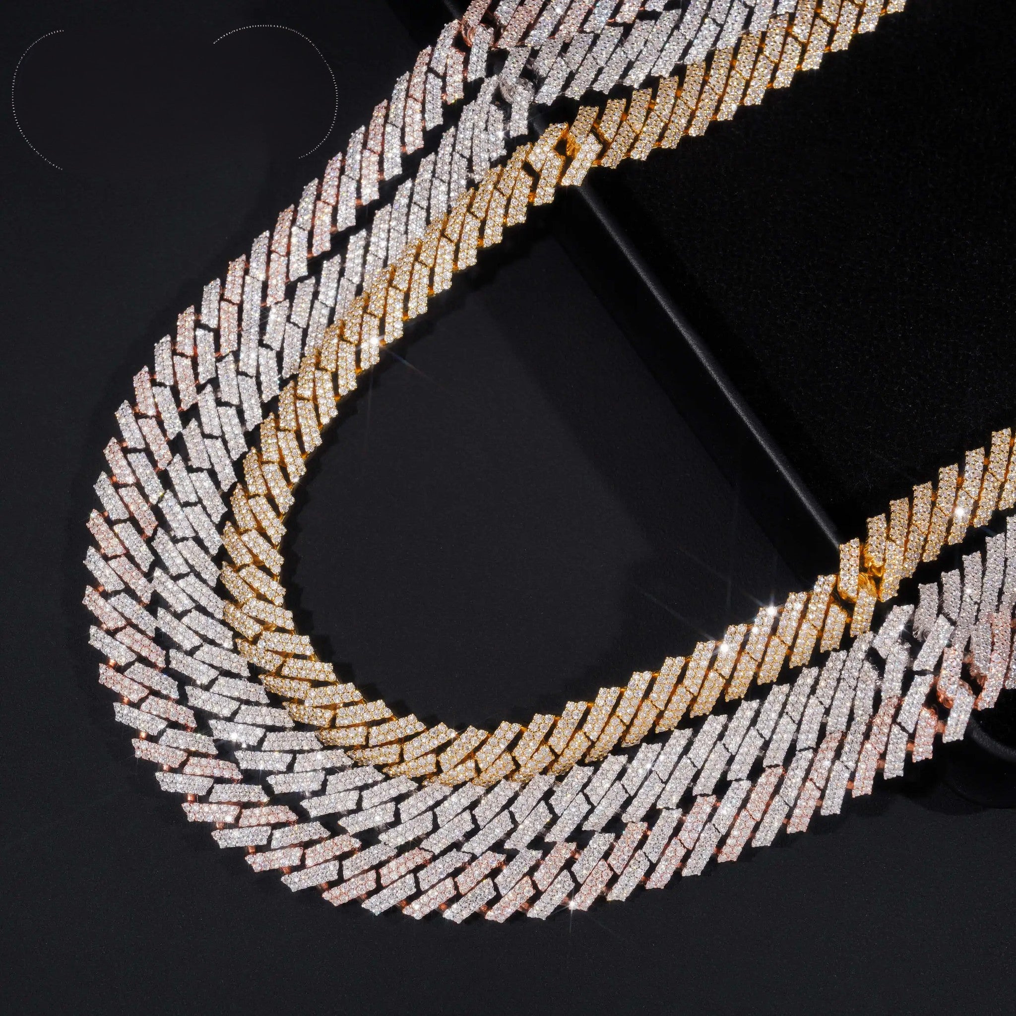 Promotion Factory Price Hip Hop Jewelry 12mm Solid 925 Sterling Silver Gold Plated GRA VVS Iced Out Moissanite Cuban Link Chain