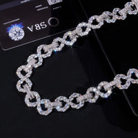Hip Hop Style Baguette Diamond 925 Sterling Silver Iced Out 16mm Cuban Moissanite Infinity Link Chain