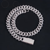 High Quality Heavy Hip Hop 15mm Width 925 Silver VVS Moissanite Iced Out Cuban Link Chain