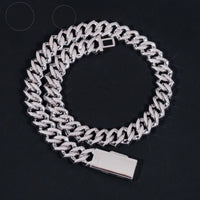 High Quality Heavy Hip Hop 15mm Width 925 Silver VVS Moissanite Iced Out Cuban Link Chain