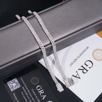 Hot Sale RTS Cuban Chain 5mm ONE ROW Moissanite Pass Diamond Tester 925 Silver Gold Plated Cuban Link Chain Fine Jewelry