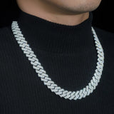 Shining Moissanite Hip Hop Jewelry 15mm 2rows Design Sterling Silver Gold Plated Diamond Moissanite Cuban Link Chain