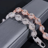 Fully Iced Out Bezel Setting 2ct Center Stone 14mm Width Hip Hop 925 Silver Men VVS Moissanite Bracelet