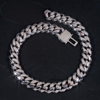 Bulk Size 22MM S925 Solid Silver Iced Out Hip Hop Jewelry Moissanite Diamond VVS Miami Cuban Link Chain Mosaic Cuban Chain