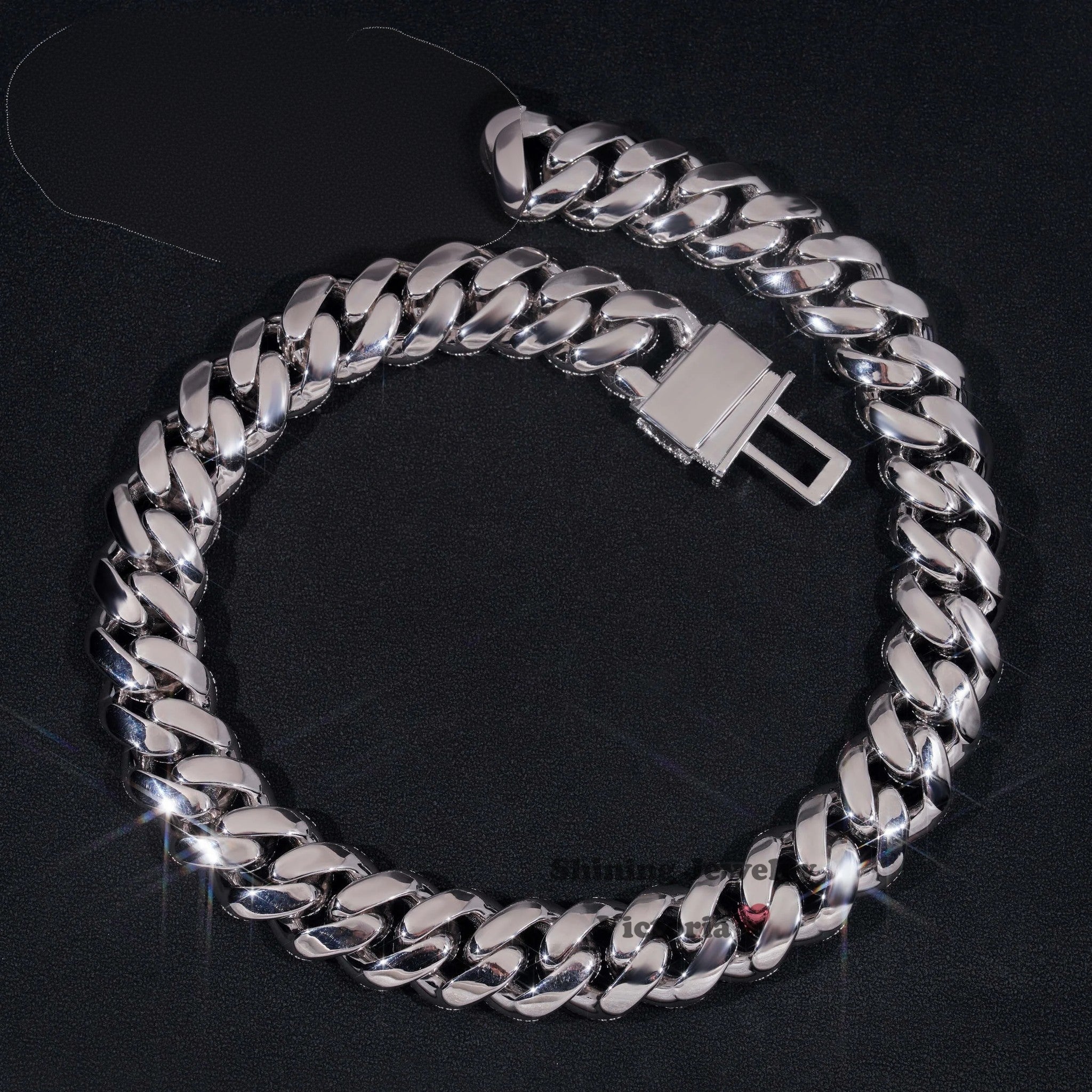 Bulk Size 22MM S925 Solid Silver Iced Out Hip Hop Jewelry Moissanite Diamond VVS Miami Cuban Link Chain Mosaic Cuban Chain