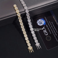 New Arrivals Hip Hop 7mm High Quality Hand Cut Miracle Plate 925 Silver Cuban Link Chain VVS Moissanite Bracelet