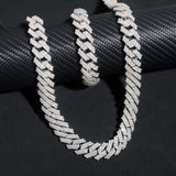 Shining Moissanite Hip Hop Jewelry 15mm 2rows Design Sterling Silver Gold Plated Diamond Moissanite Cuban Link Chain