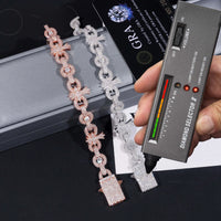 Pass Diamond Tester 925 Sterling Silver Hip Hop Iced Out Cross Infinity Cuban Link Moissanite Diamond Bracelet
