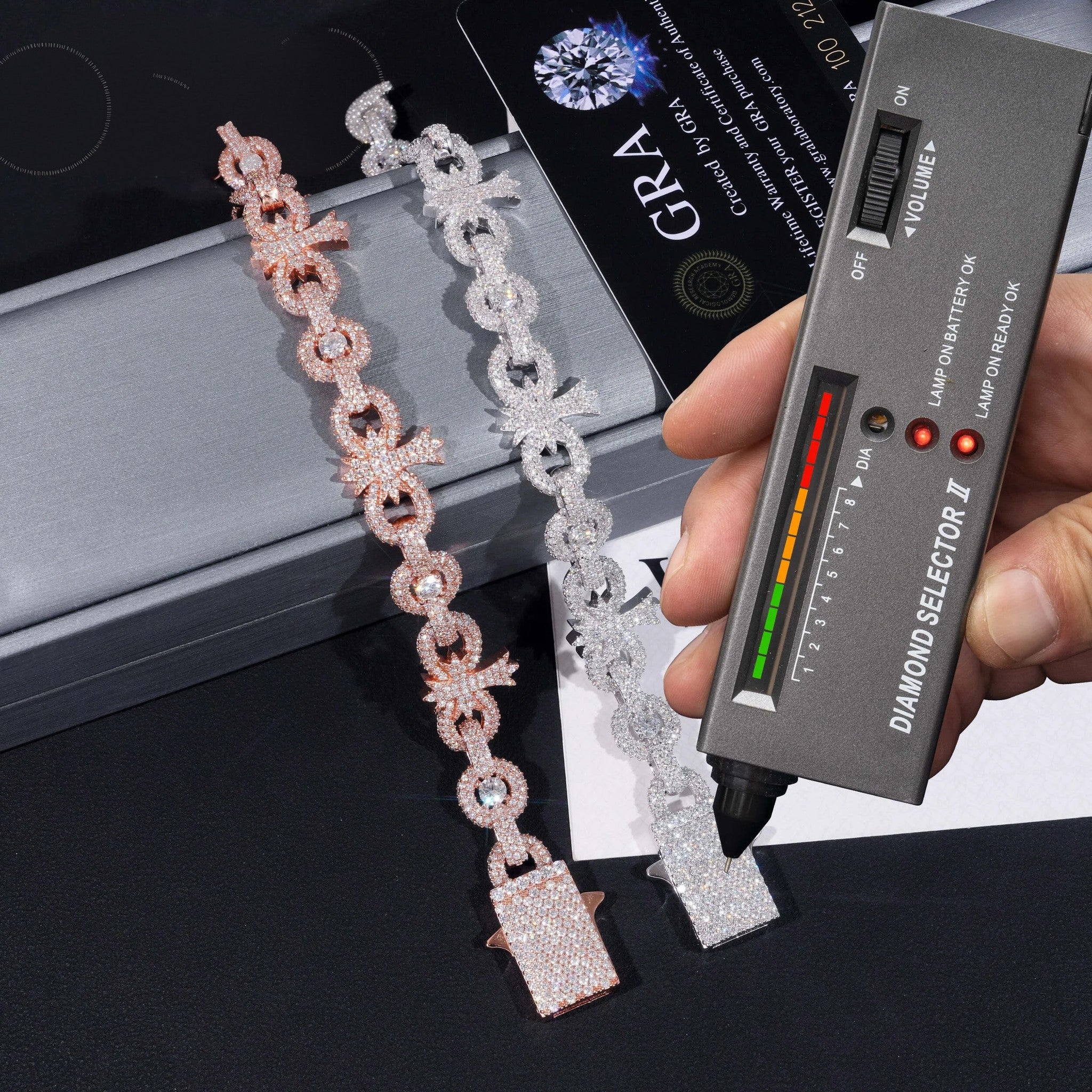 Pass Diamond Tester 925 Sterling Silver Hip Hop Iced Out Cross Infinity Cuban Link Moissanite Diamond Bracelet