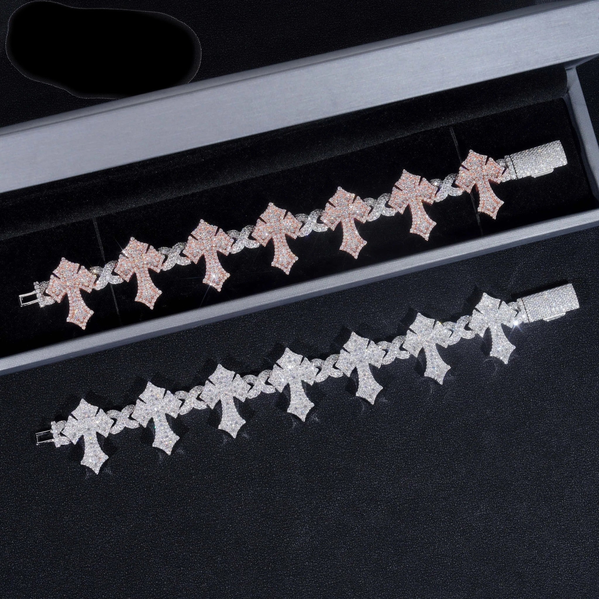 Pass Diamond Tester Silver 925 Gold Plated Hip Hop Jewelry Custom Mens Cross VVS Moissanite Cuban Bracelet