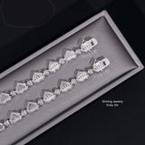 New Iced Out 925 Sterling Silver Heart Shape Moissanite Bracelet Trendy Men Hip Hop Jewelry Moissanite Cuban Link Chain