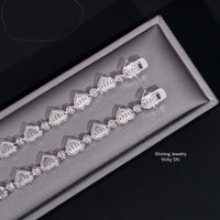 New Iced Out 925 Sterling Silver Heart Shape Moissanite Bracelet Trendy Men Hip Hop Jewelry Moissanite Cuban Link Chain