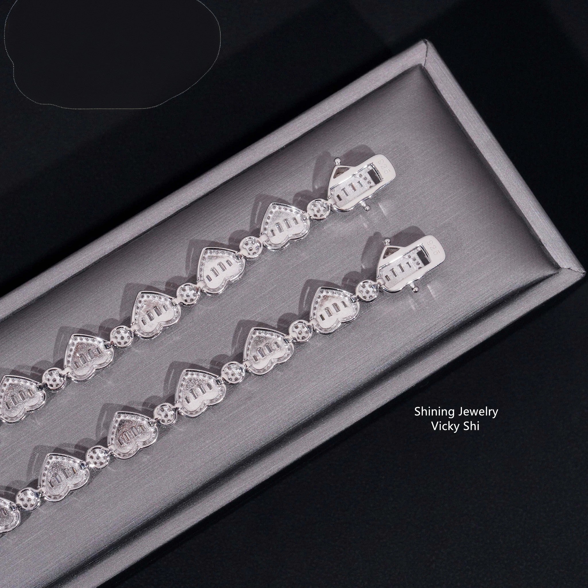 New Iced Out 925 Sterling Silver Heart Shape Moissanite Bracelet Trendy Men Hip Hop Jewelry Moissanite Cuban Link Chain
