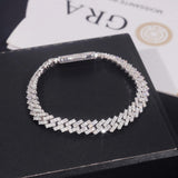 Single Row Moissanite 7mm Iced Out Cuban Necklace & Bracelet VVS Moissanite 925 Sterling Silver Miami Cuban Link Chain