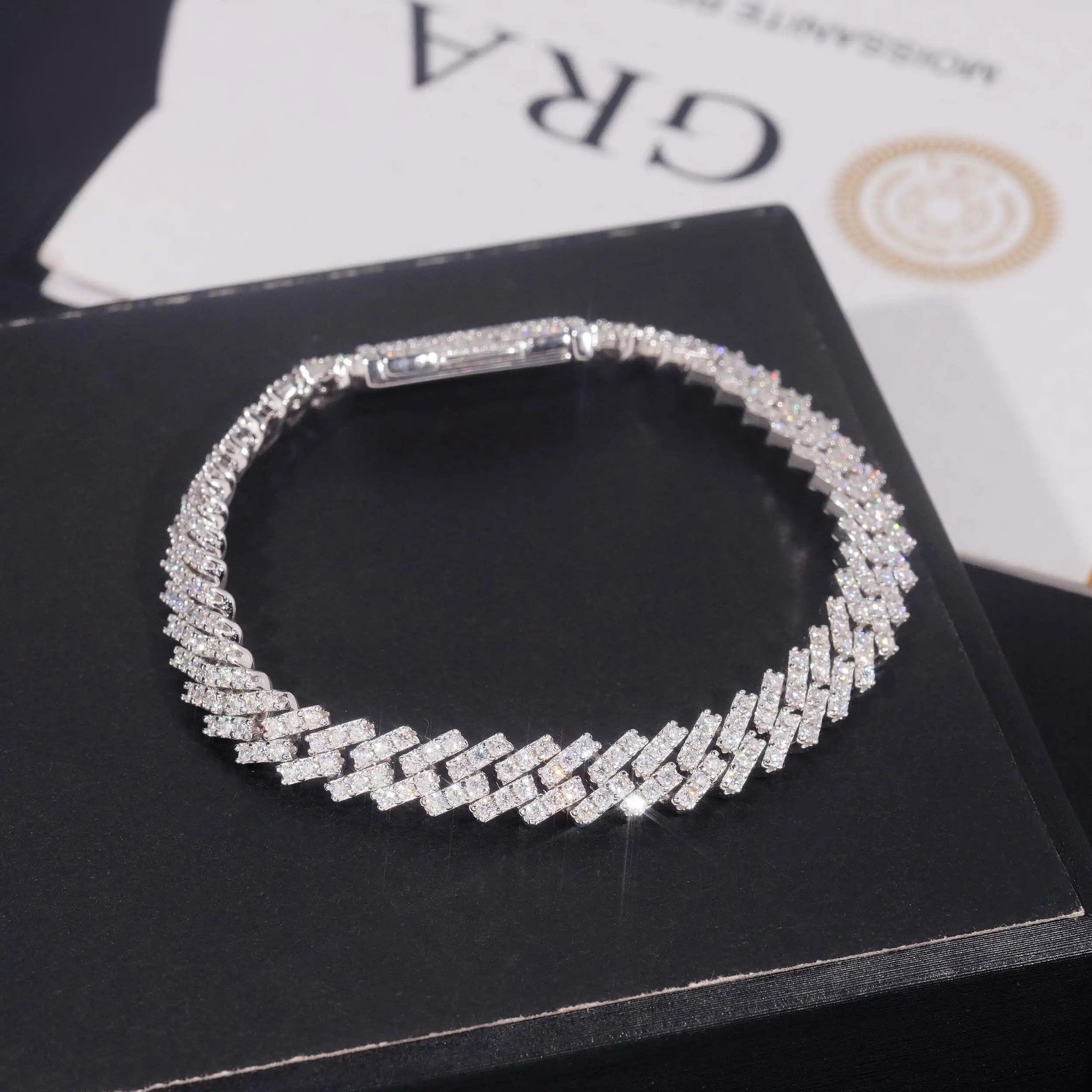 Single Row Moissanite 7mm Iced Out Cuban Necklace & Bracelet VVS Moissanite 925 Sterling Silver Miami Cuban Link Chain