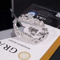 New Design Hip Hop Jewelry Real 925 Sterling Silver Pass Diamond Tester Fully Iced Out Flower Infinity Cuban Link Bracelet