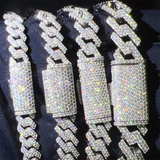 Iced Out Drip Moissanite 2 Rows Miami Gold Cuban Chain Necklace 925 Sterling Silver Diamond Moissanite Cuban Link Chain