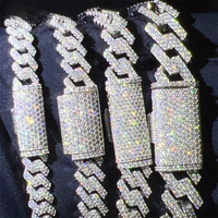Iced Out Drip Moissanite 2 Rows Miami Gold Cuban Chain Necklace 925 Sterling Silver Diamond Moissanite Cuban Link Chain