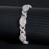 Real 925 Sterling Silver Gold Plated Hip Hop VVS Lab Diamond Moissanite Infinity Cat Eye Cuban Link Chain Bracelet