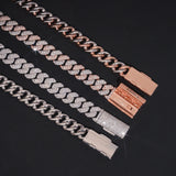 RTS Factory Hip Hop Jewelry 13mm Raised Stones Solid 925 Sterling Silver Gold Plated Iced Out Moissanite Miami Cuban Link Chain