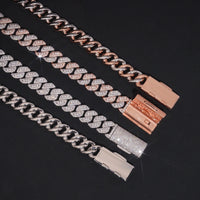 RTS Factory Hip Hop Jewelry 13mm Raised Stones Solid 925 Sterling Silver Gold Plated Iced Out Moissanite Miami Cuban Link Chain