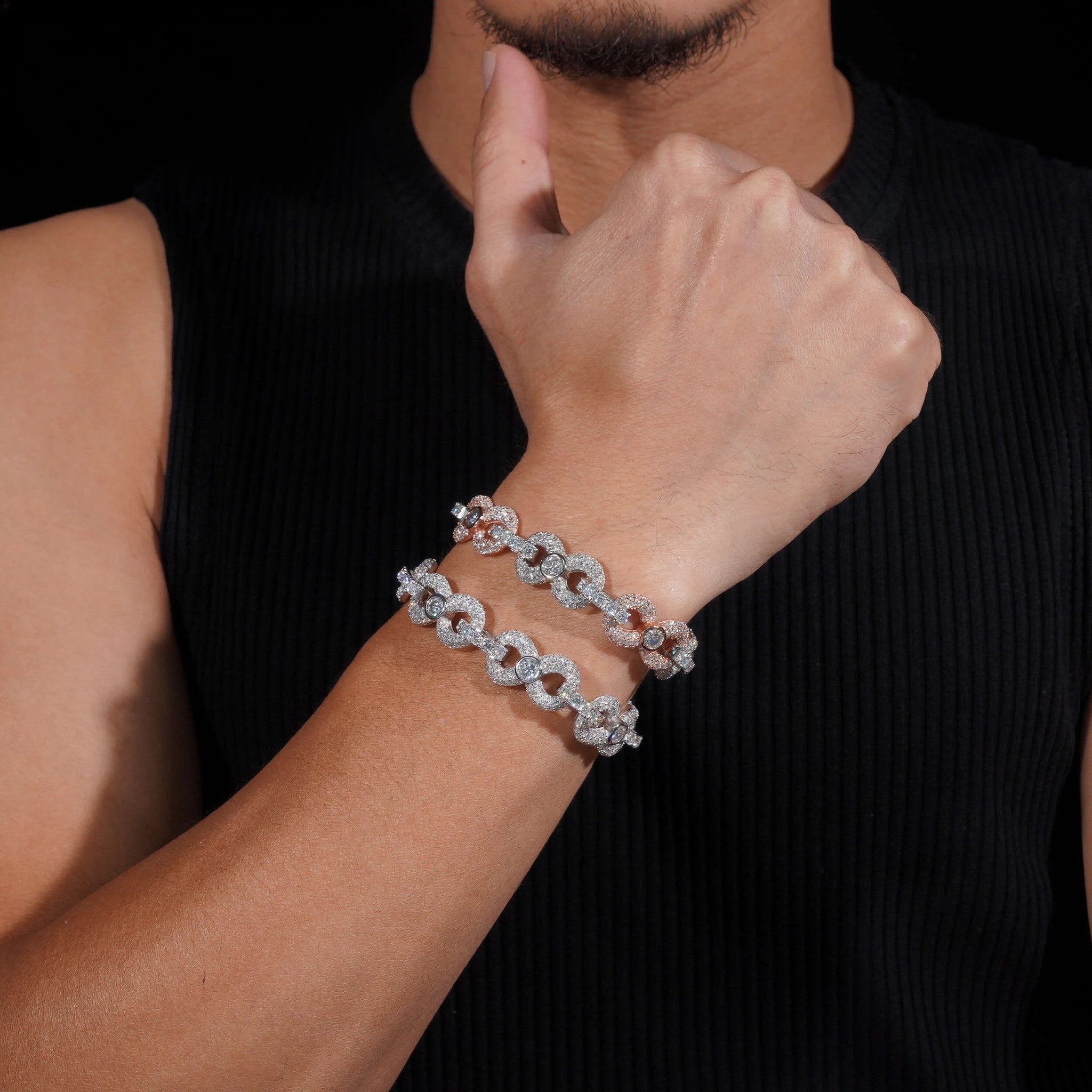 Ready to Ship 13MM Width Solid Sterling Silver 925 Gold Plated Hip Hop VVS Moissanite Infinity Cuban Link Chain Bracelet