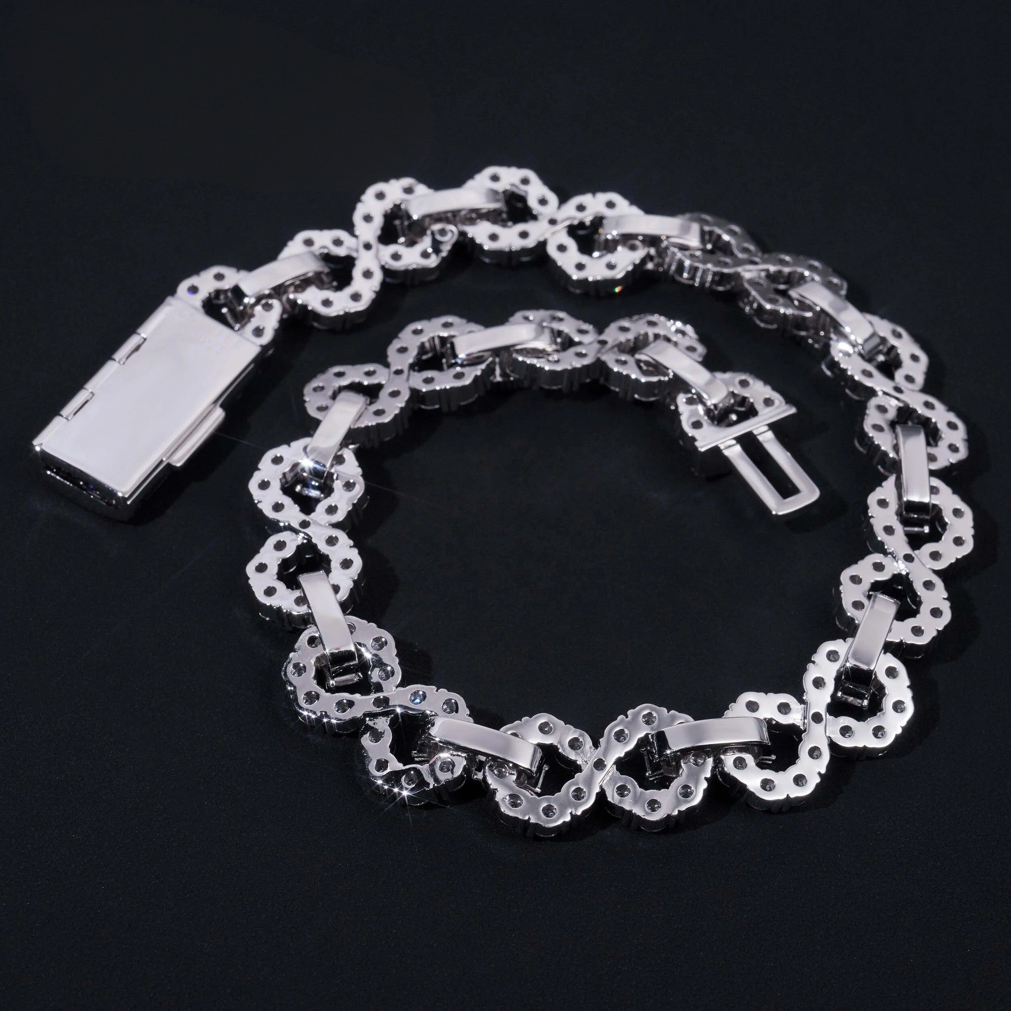 Hip Hop Style Baguette Diamond 925 Sterling Silver Iced Out 16mm Cuban Moissanite Infinity Link Chain