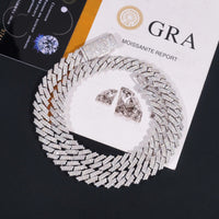 Promotion Factory Price Hip Hop Jewelry 12mm Solid 925 Sterling Silver Gold Plated GRA VVS Iced Out Moissanite Cuban Link Chain
