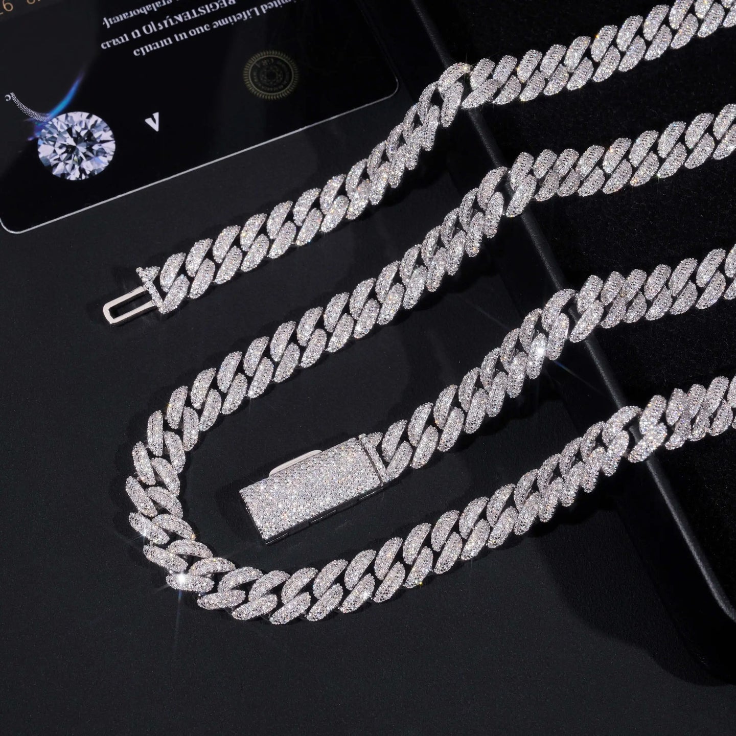 Factory Price Hip Hop Jewelry 10mm Solid 925 Sterling Silver Gold Plated GRA VVS Iced Out Moissanite Miami Cuban Link Chain