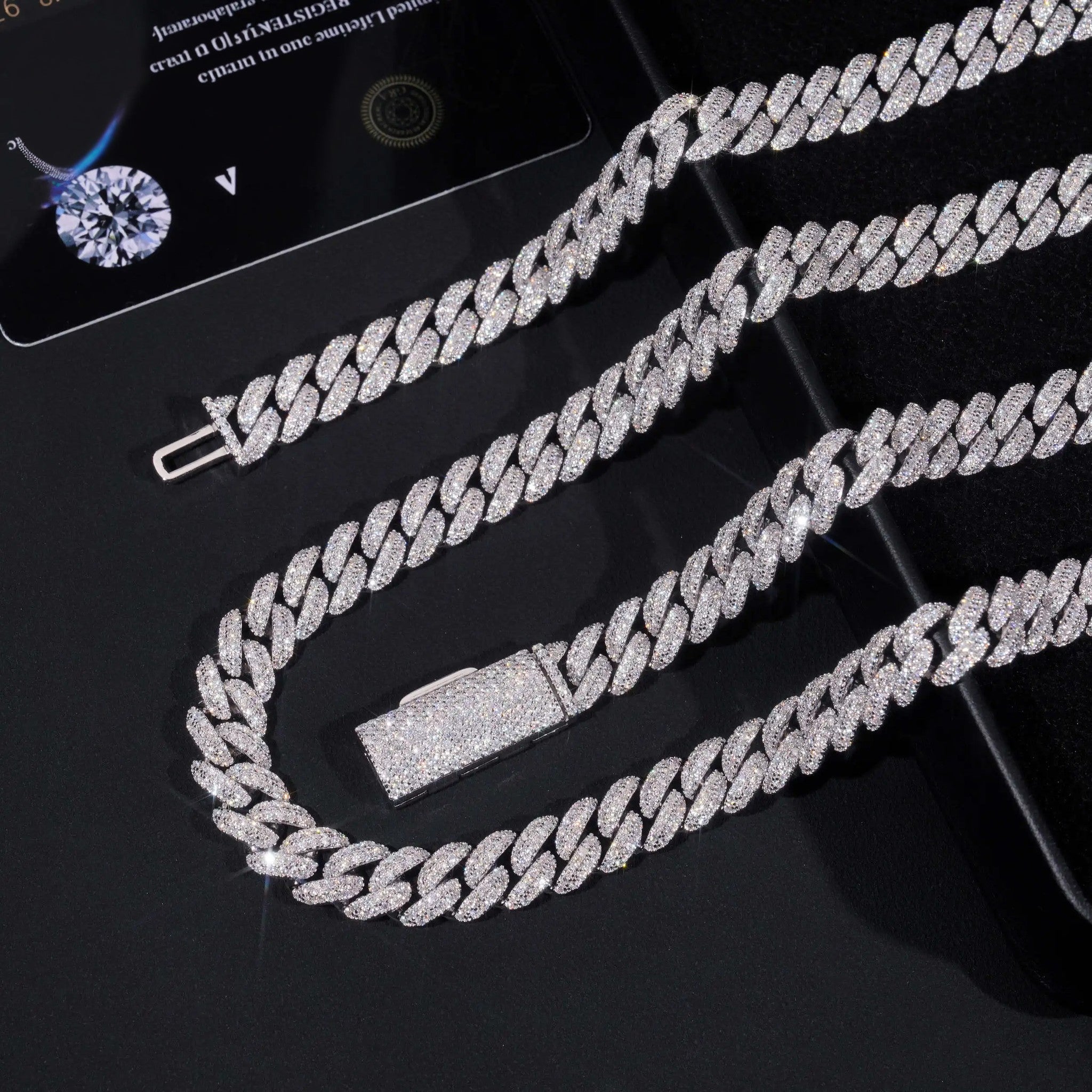 Factory Price Hip Hop Jewelry 10mm Solid 925 Sterling Silver Gold Plated GRA VVS Iced Out Moissanite Miami Cuban Link Chain