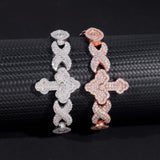 Wholesale Price Hip Hop Jewelry 925 Sterling Silver Pass Diamond Tester Iced Out Infinity Cross Eye Cuban Link Bracelet