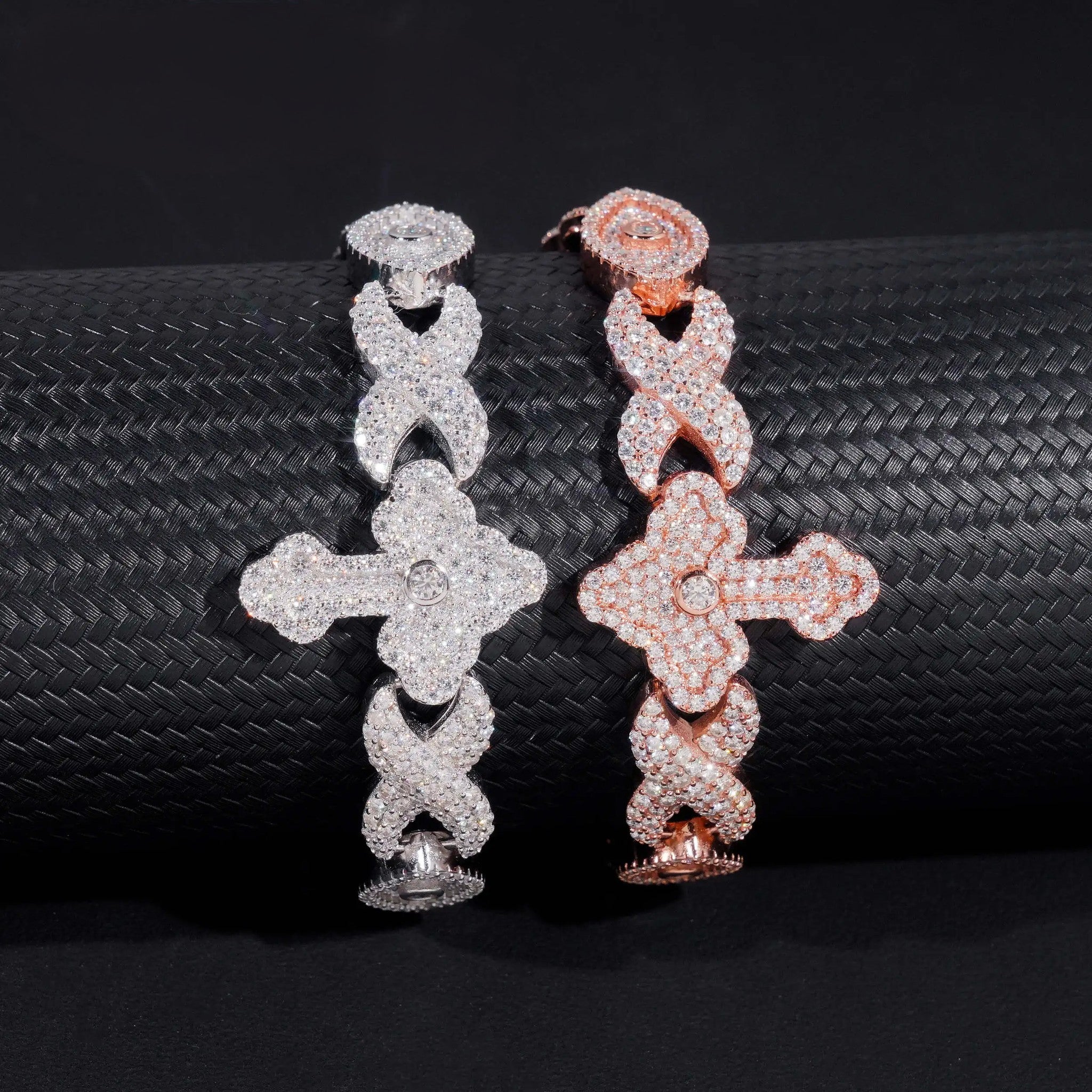 Wholesale Price Hip Hop Jewelry 925 Sterling Silver Pass Diamond Tester Iced Out Infinity Cross Eye Cuban Link Bracelet