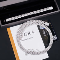 Pass Diamond Tester 925 Sterling Silver Hip Hop Style Iced Out 10mm Moissanite Cuban Link Chain