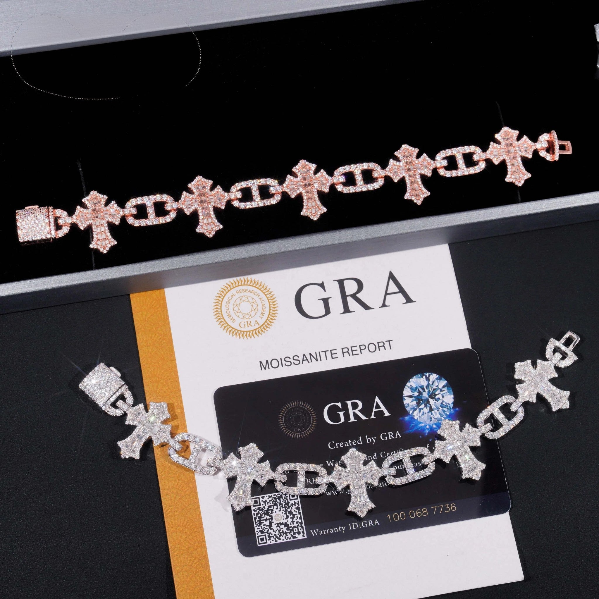 Fashion Hip Hop Style New Design 925 Sterling Silver Iced Out Cross Infinity Moissanite Men Bracelet