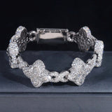 Hot Selling Hip Hop Style Rapper 925 Sterling Silver Men Infinity Cuban Link Moissanite Clover Bracelet