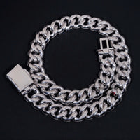Rapper Hip Hop Jewelry Prong Setting GRA 925 Sterling Silver White Gold Plated Miami Moissanite Diamond 20MM Mosaic Cuban Chain