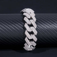 Custom Luxury Iced Out Hip Hop Moissanite Diamond Miami Big Chain 20MM Width 925 Silver Cuban Link Chain Bracelet Gor Men