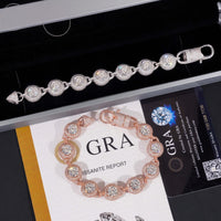 Fully Iced Out Bezel Setting 2ct Center Stone 14mm Width Hip Hop 925 Silver Men VVS Moissanite Bracelet