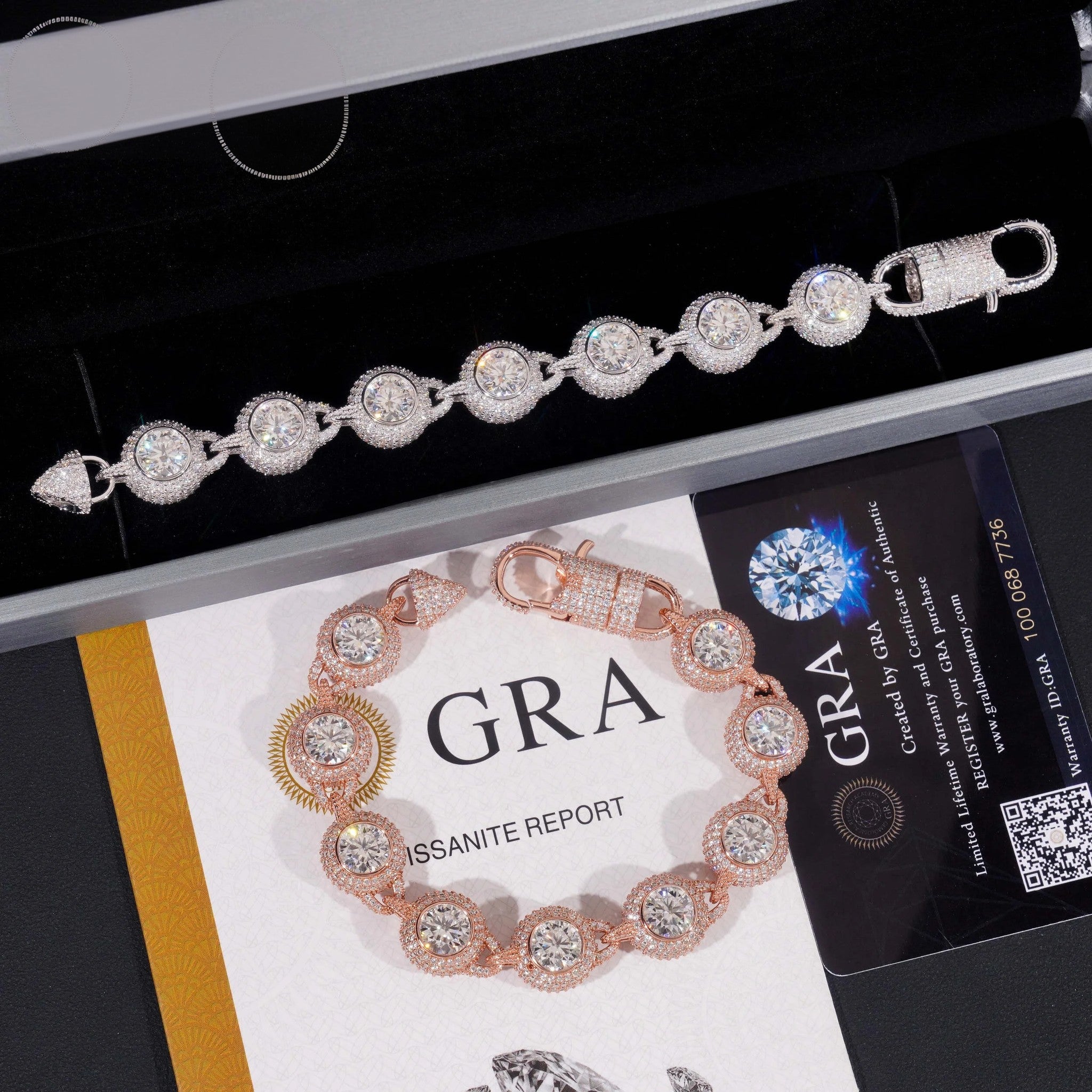 Fully Iced Out Bezel Setting 2ct Center Stone 14mm Width Hip Hop 925 Silver Men VVS Moissanite Bracelet